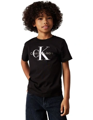 UNISEX KIDS 8-16 Monogram Short Sleeve T-shirt in Black