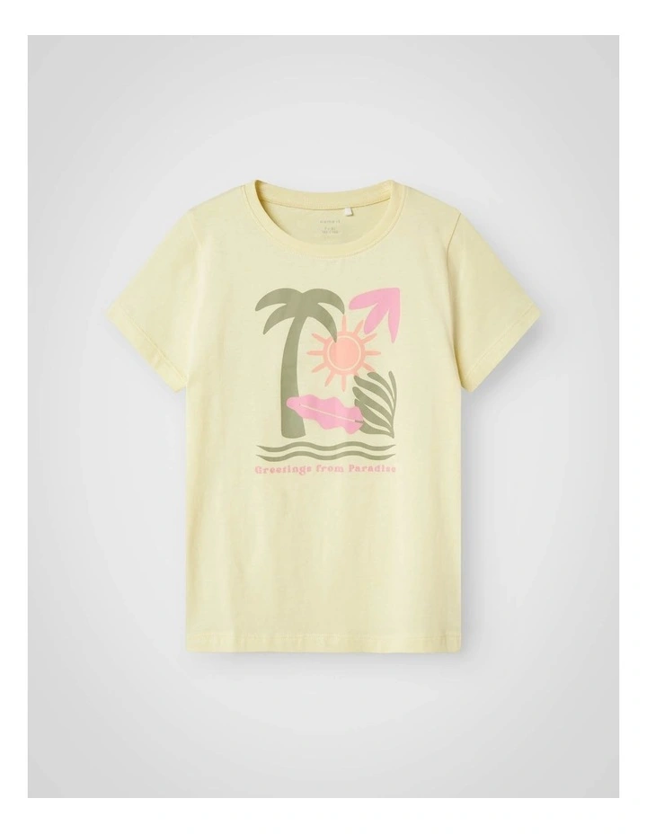 Faslia Printed T-shirt in Pastel Yellow image 1