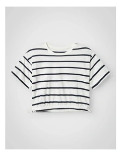 Funion Cropped Stripe T-shirt in Blue