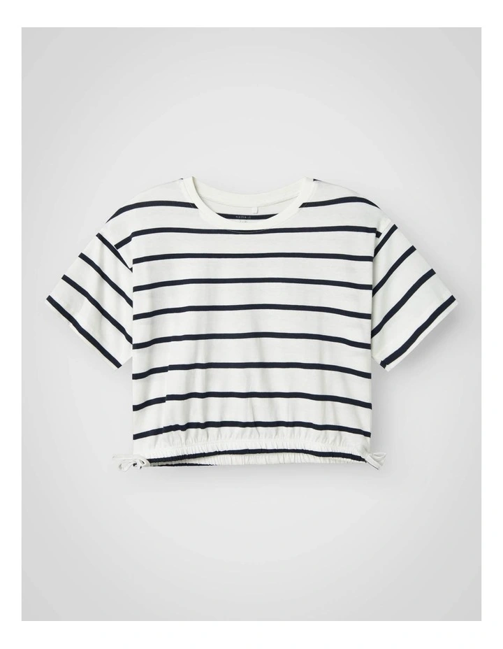 Funion Cropped Stripe T-shirt in Blue image 1