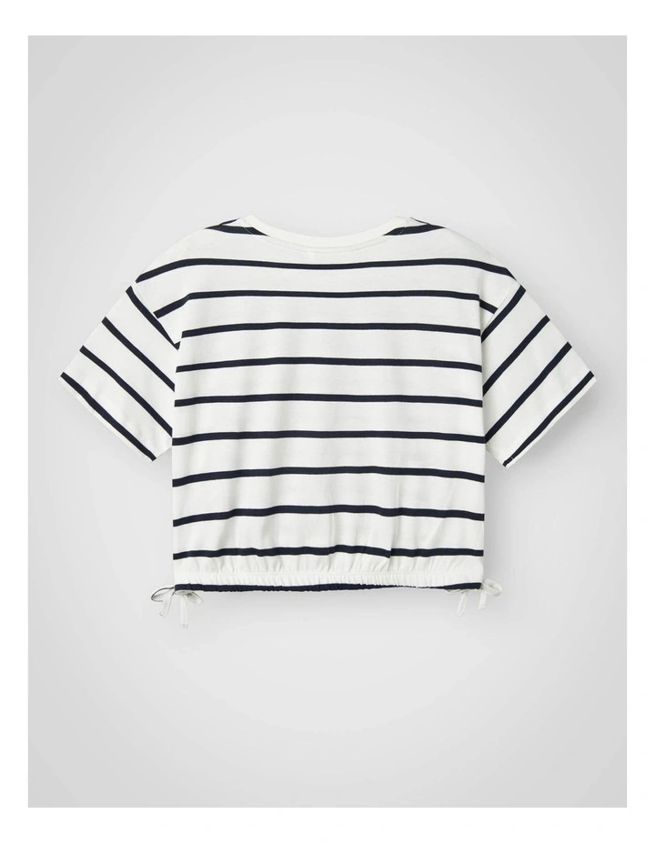 Funion Cropped Stripe T-shirt in Blue image 2