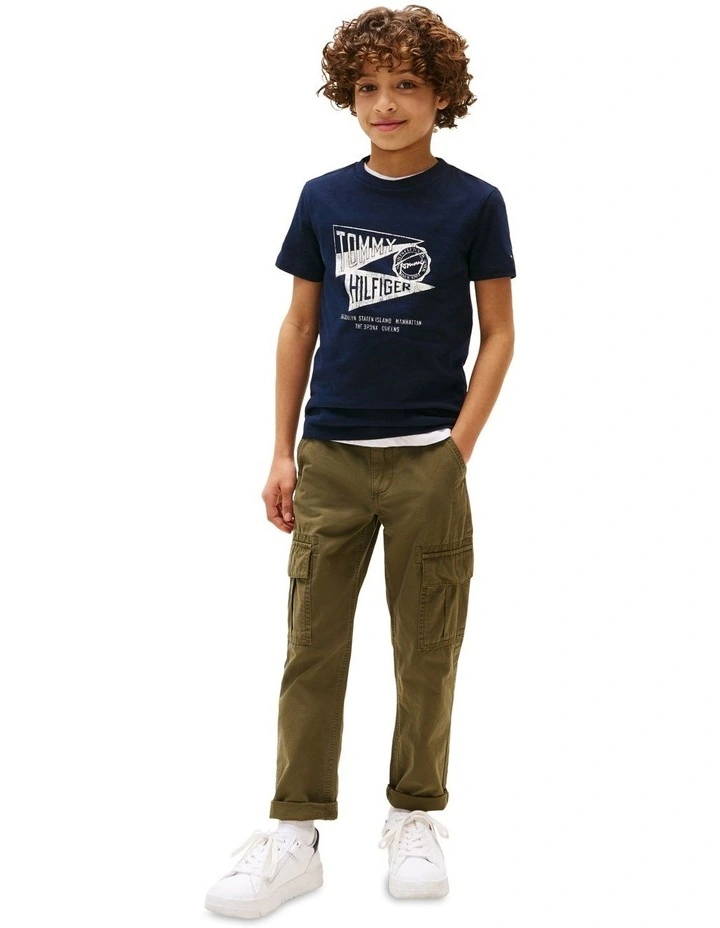 Textured Graphic Print Tee 8-16 in Dark Night Navy image 4