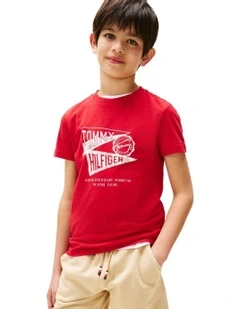 Textured Graphic Print Tee 8-16 in Red