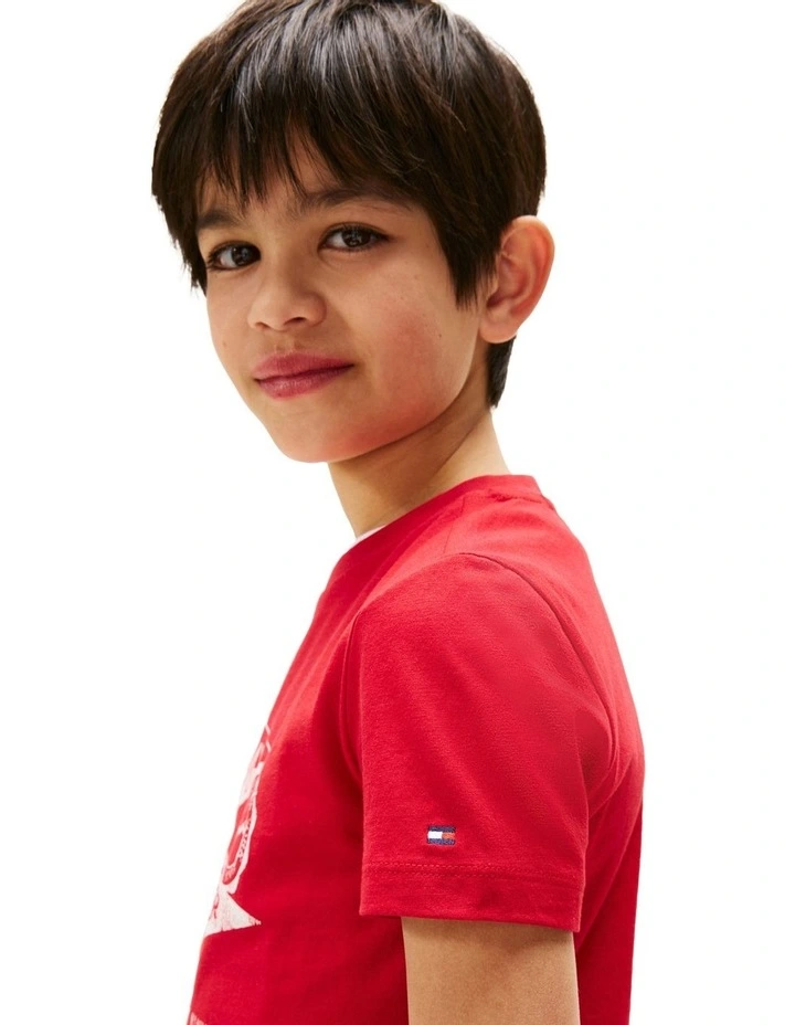 Textured Graphic Print Tee 8-16 in Red image 3
