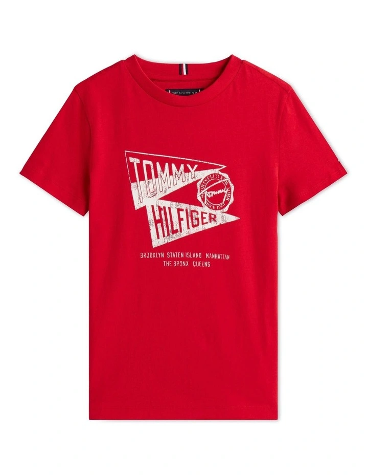 Textured Graphic Print Tee 8-16 in Red image 5