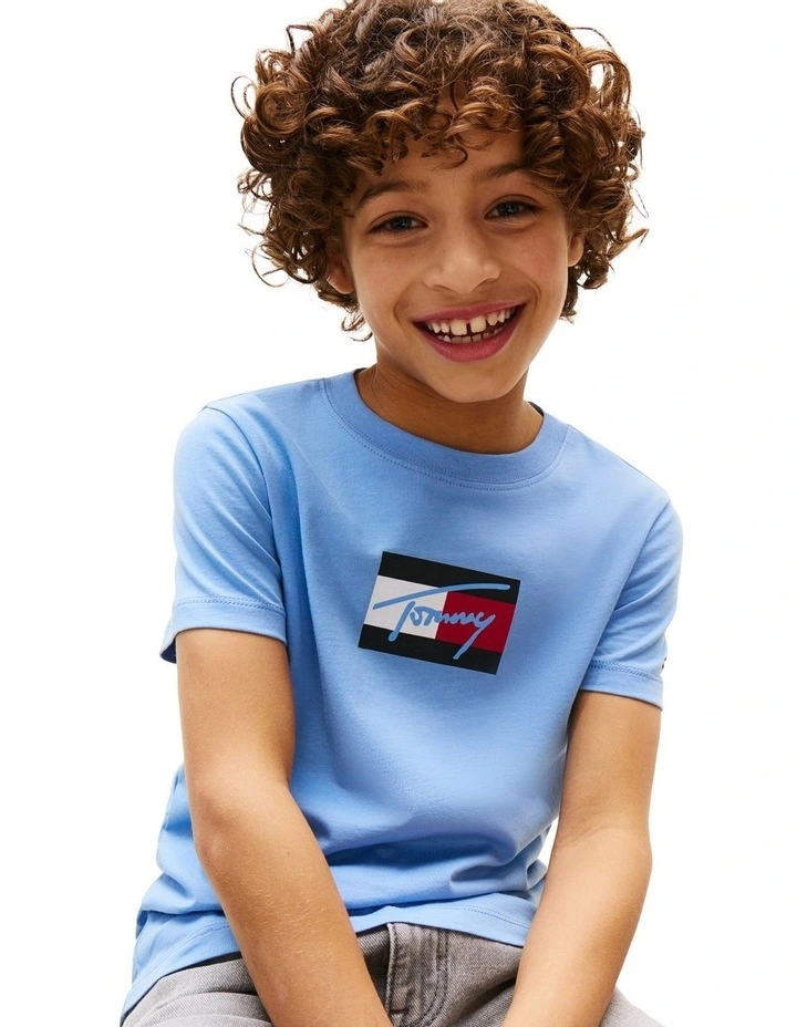 Signature Logo Crew Neck T-shirt (8-16 Years) in Blue image 3