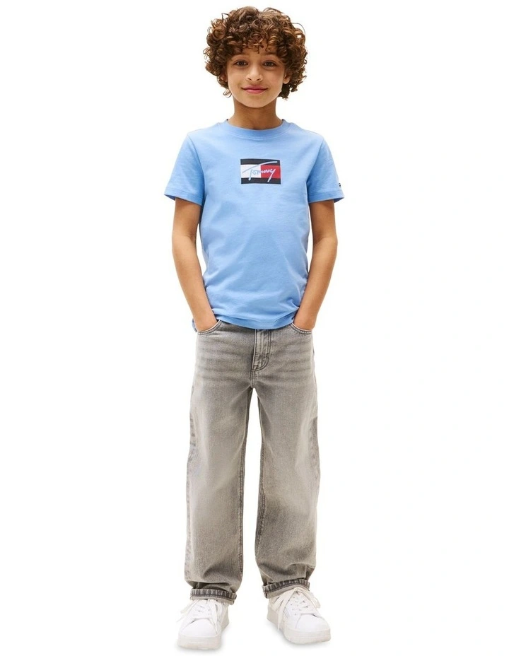 Signature Logo Crew Neck T-shirt (8-16 Years) in Blue image 4