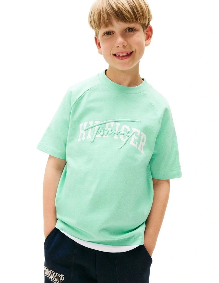 Mixed Logo Raglan Sleeve T-shirt (8-16Years) in Green image 1