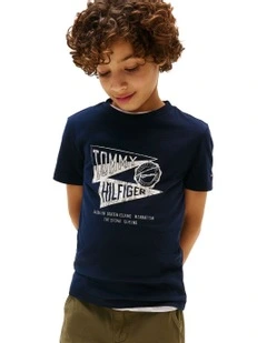 Textured Graphic Print Tee (3-7 Years) in Blue