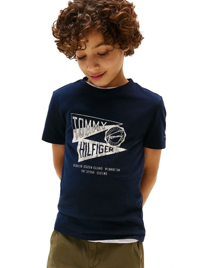Textured Graphic Print Tee (3-7 Years) in Blue image 1