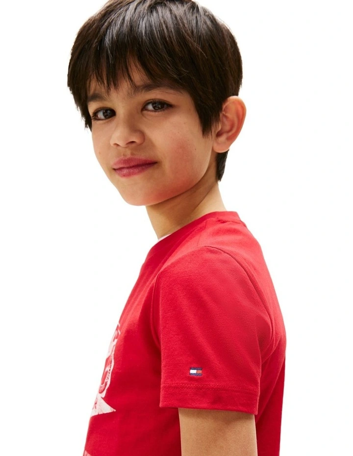 Textured Graphic Print Tee (3-7 Years) in Red image 3