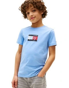 Signature Logo Crew Neck T-shirt (3-7 Years) in Blue