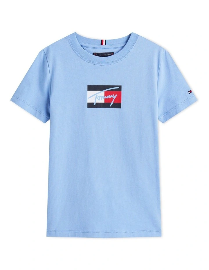 Signature Logo Crew Neck T-shirt (3-7 Years) in Blue image 5