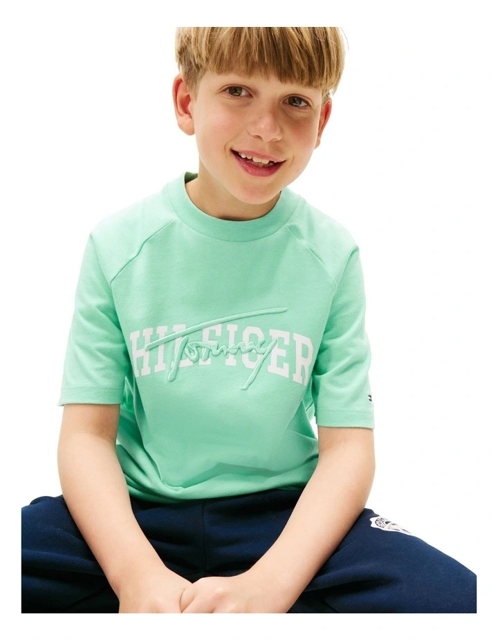 Mixed Logo Raglan Sleeve T-Shirt (3-7Years) in Green image 3