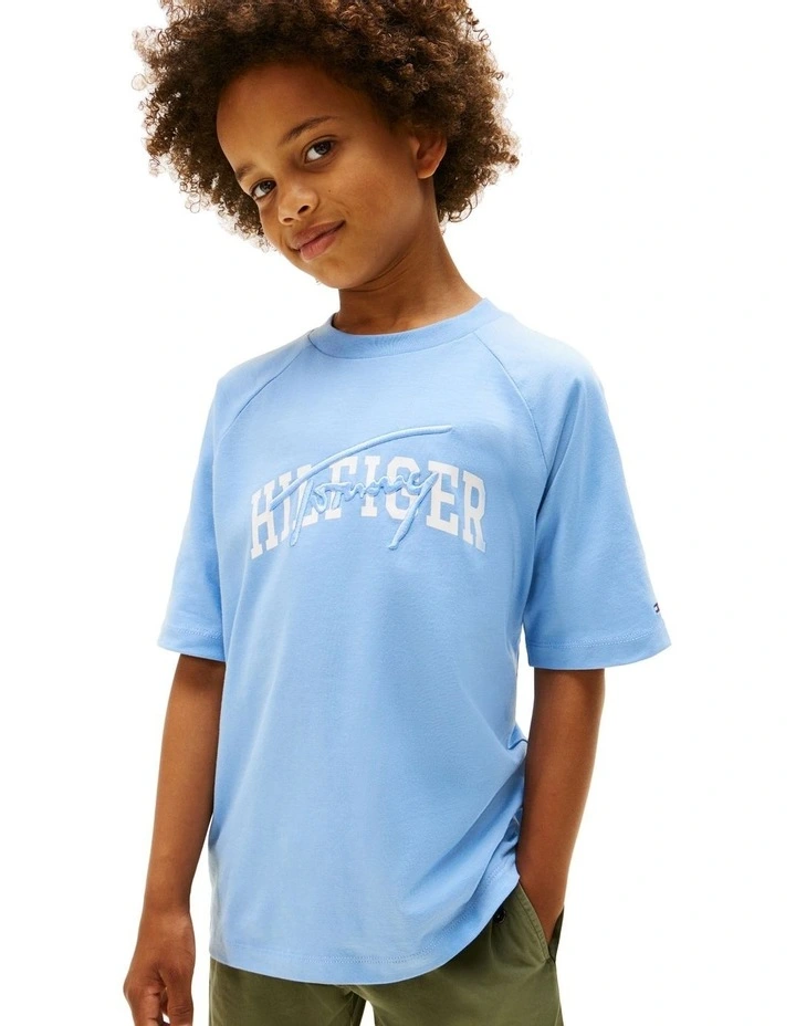 Mixed Logo Raglan Sleeve T-shirt (3-7Years) in Blue image 1
