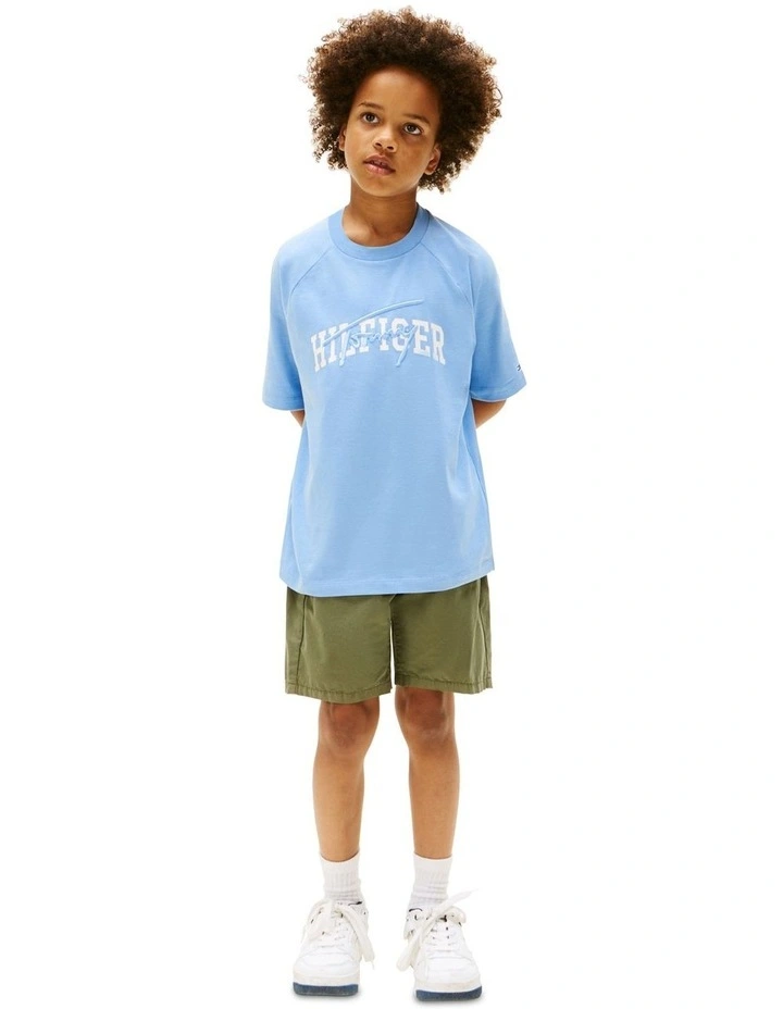 Mixed Logo Raglan Sleeve T-shirt (3-7Years) in Blue image 4