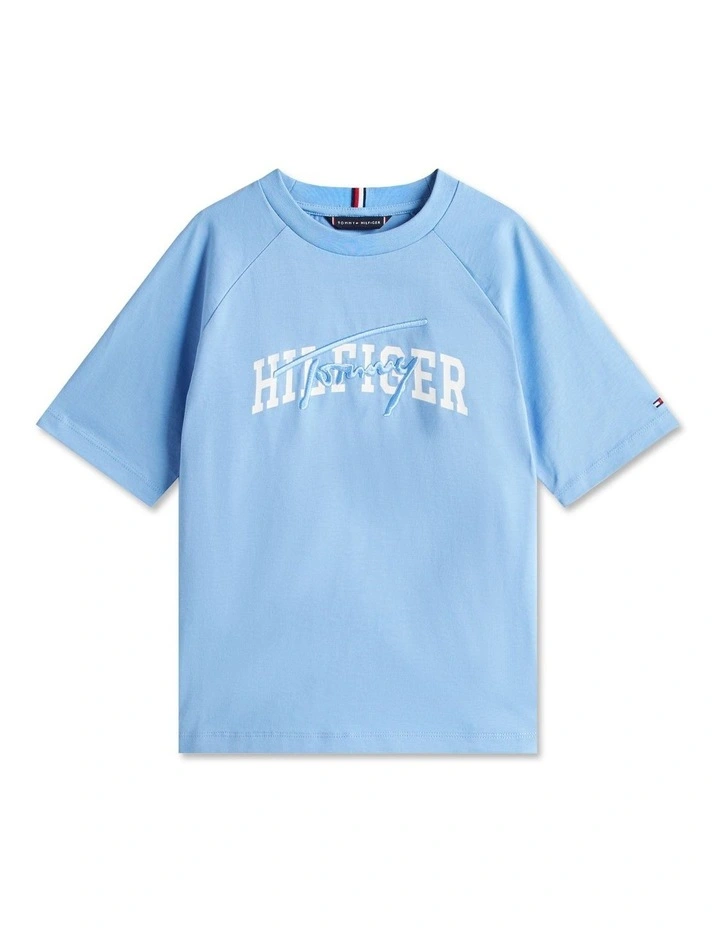 Mixed Logo Raglan Sleeve T-shirt (3-7Years) in Blue image 5