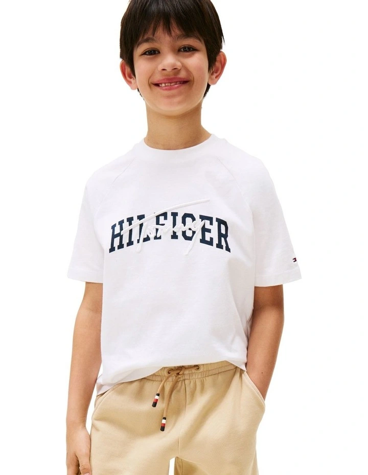 Mixed Logo Raglan Sleeve T-Shirt (3-7Years) in White image 1