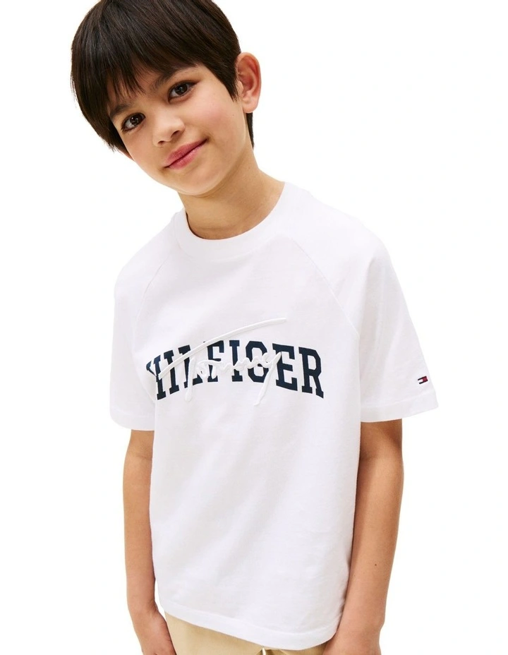 Mixed Logo Raglan Sleeve T-Shirt (3-7Years) in White image 3