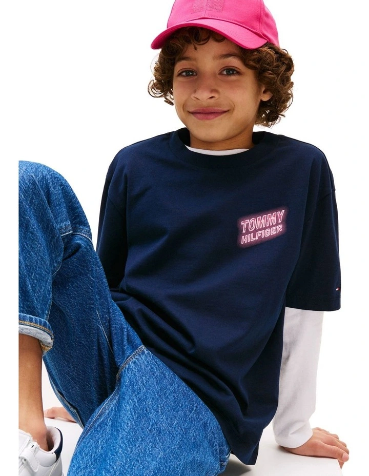 Neon Graphic T-Shirt (3-7Years) in Blue image 3