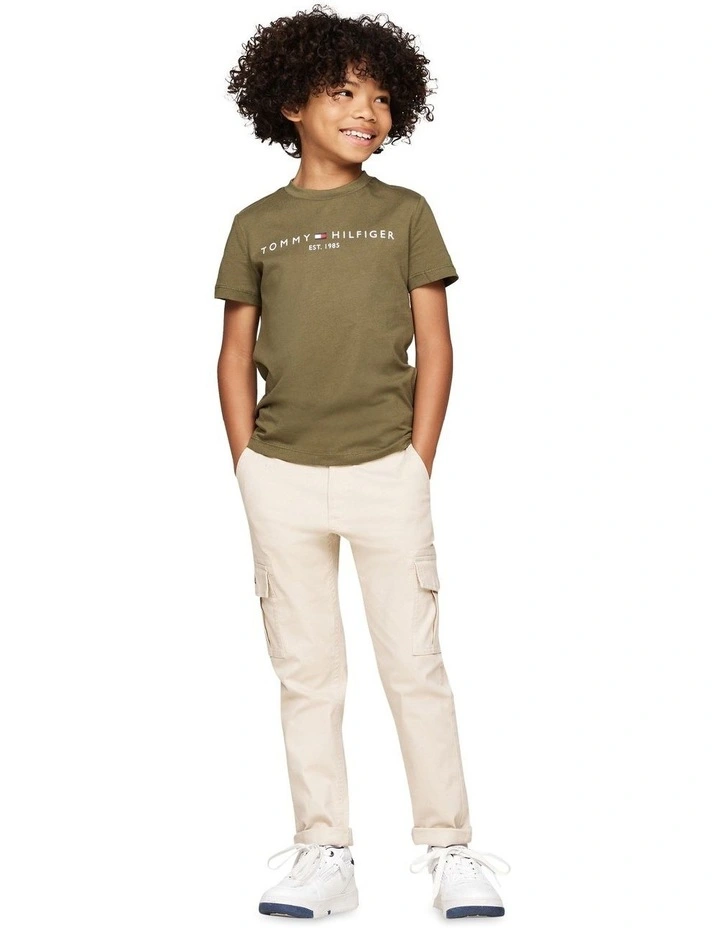 Logo Crew Neck T-shirt (3-7 Years) in Green image 4