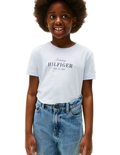 Glitter Logo Crew Neck T-Shirt (8-16Years) in Blue