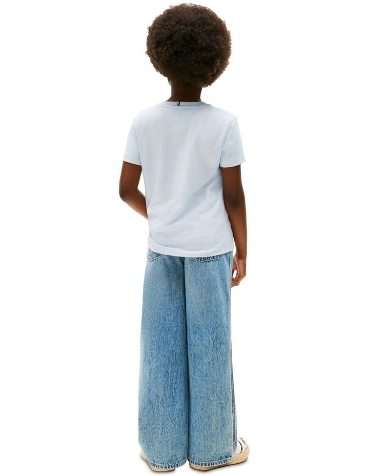 Glitter Logo Crew Neck T-Shirt (8-16Years) in Blue image 2
