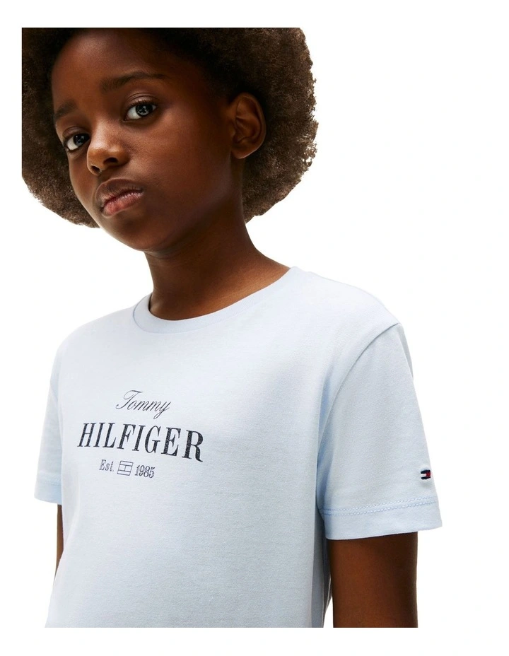 Glitter Logo Crew Neck T-Shirt (8-16Years) in Blue image 3
