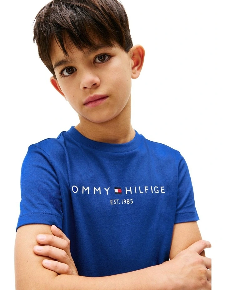Logo Crew Neck T-shirt (3-7 Years) in Blue image 3