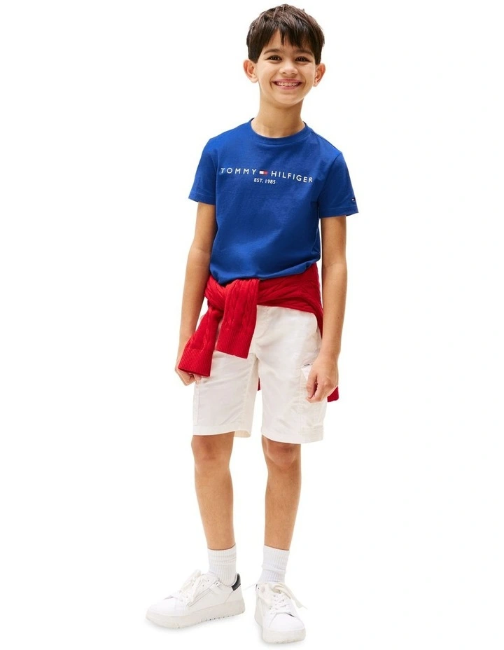 Logo Crew Neck T-shirt (3-7 Years) in Blue image 4