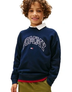 Boys 3-7 Varsity Logo Print Crew Neck Sweatshirt in Blue