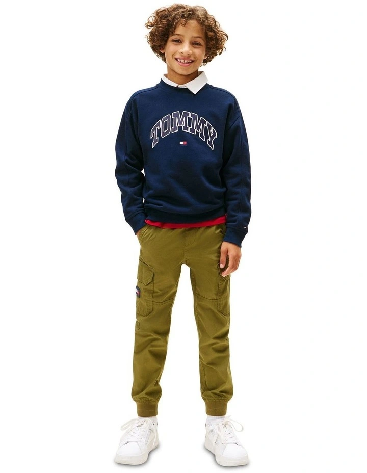 Boys 3-7 Varsity Logo Print Crew Neck Sweatshirt in Blue image 4