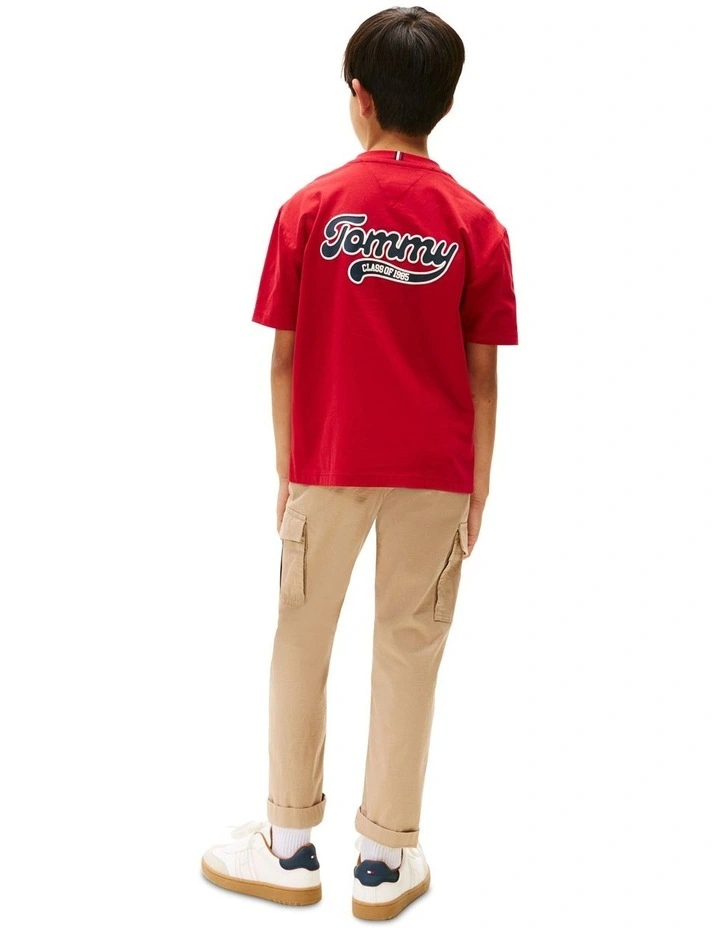 Varsity Back Logo Crew Neck T-Shirt (8-16Years) in Red image 2