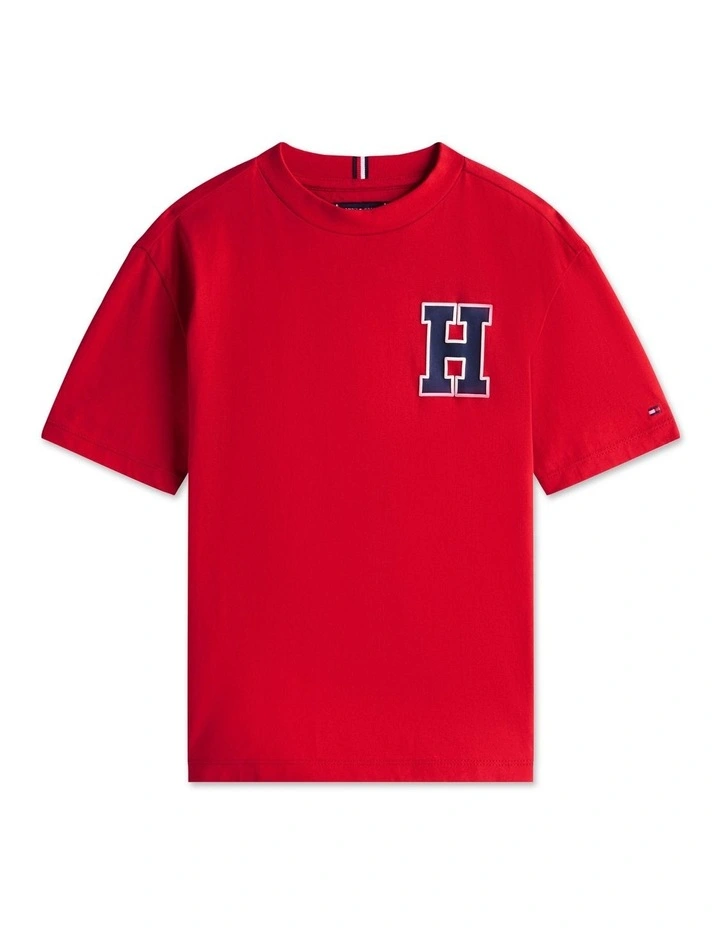 Varsity Back Logo Crew Neck T-Shirt (8-16Years) in Red image 5