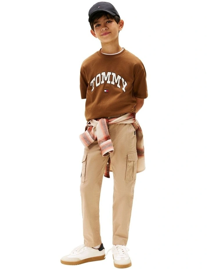 Boys 8-16 Varsity Logo Crew Neck T-Shirt in Brown image 4