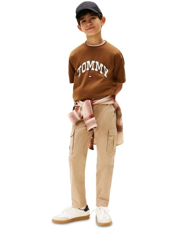 Boys 3-7 Varsity Logo Crew Neck T-Shirt in Brown image 4