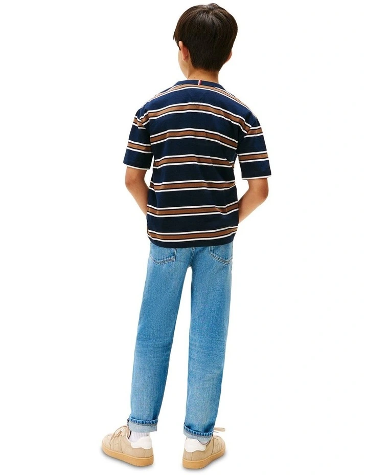Boys 8-16 Stripe Crew Neck T-Shirt in Blue image 2