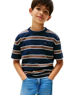 Boys 3-7 Stripe Crew Neck T-Shirt in Blue