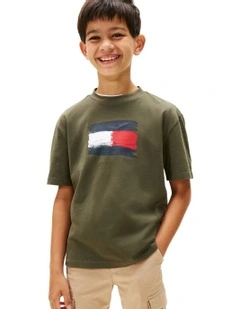 Flag Crew Neck T-shirt (8-16Years) in Green