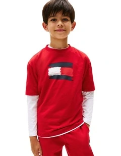 Flag Crew Neck T-shirt (8-16 Years) in Red