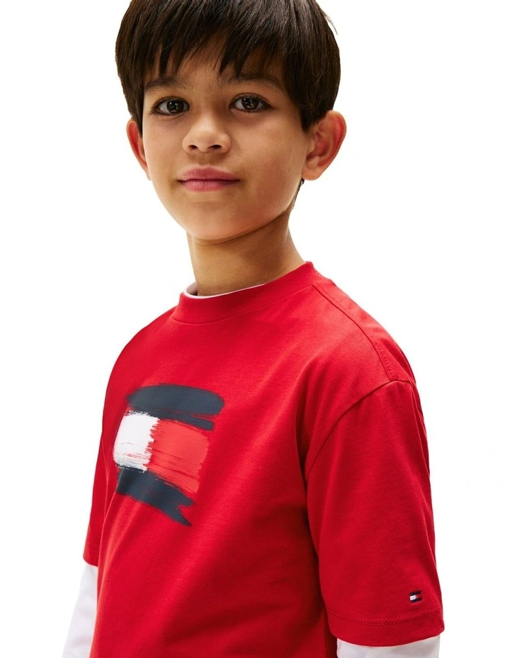 Flag Crew Neck T-shirt (8-16 Years) in Red image 3