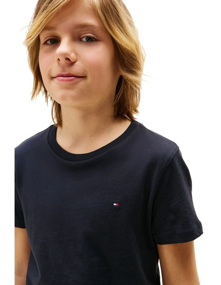 Boys 8-16 Boys Basic Crew Neck Knit Tee in Blue image 3