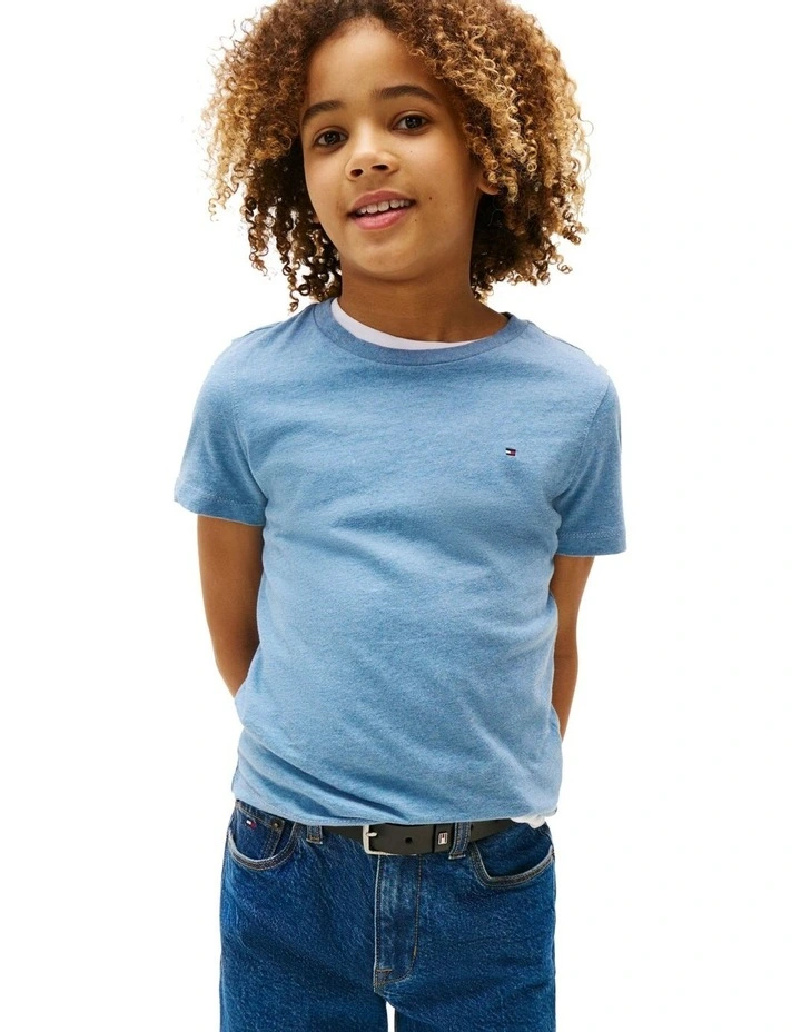 Boys 8-16 Boys Basic Crew Neck Knit Tee in Blue image 1