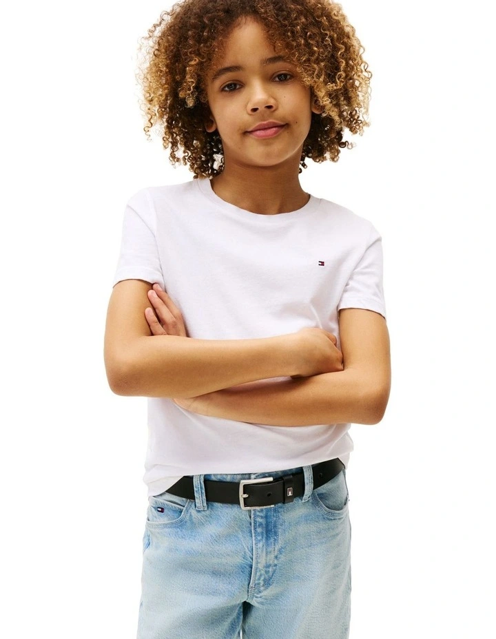 Boys 3-7 Boys Basic Crew Neck Knit Tee in White image 1