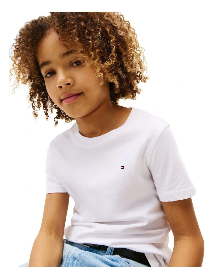 Boys 3-7 Boys Basic Crew Neck Knit Tee in White image 3