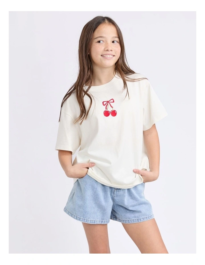 Sweet Cherry Tee (8-16 Years) in Vintage White image 1