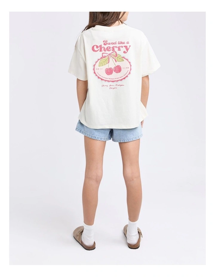 Sweet Cherry Tee (8-16 Years) in Vintage White image 2