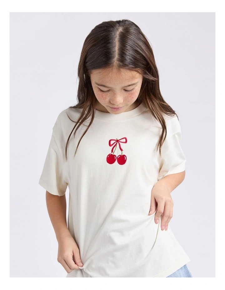 Sweet Cherry Tee (8-16 Years) in Vintage White image 4