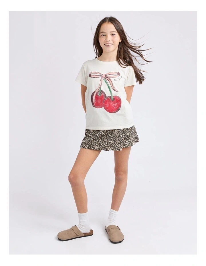 Chloe Cherry Tee (8-16 Years) in Vintage White image 4