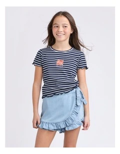 Issy Rib Tee (8 - 16 Years) in Navy